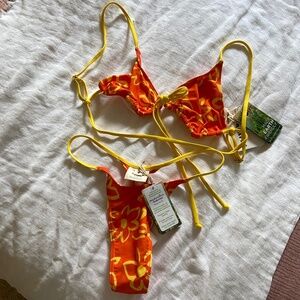 NWT Snrklbr Swim Bikini in Malibu Orange Medium Top and Bottom
